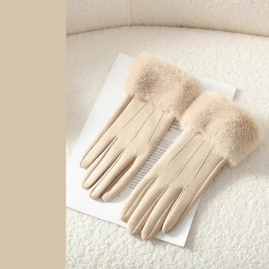 Elegante Lederhandschuhe mit edlem Fellbesatz