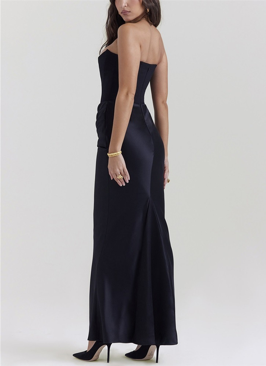Corsagen-Maxikleid aus Satin mit Drapierung