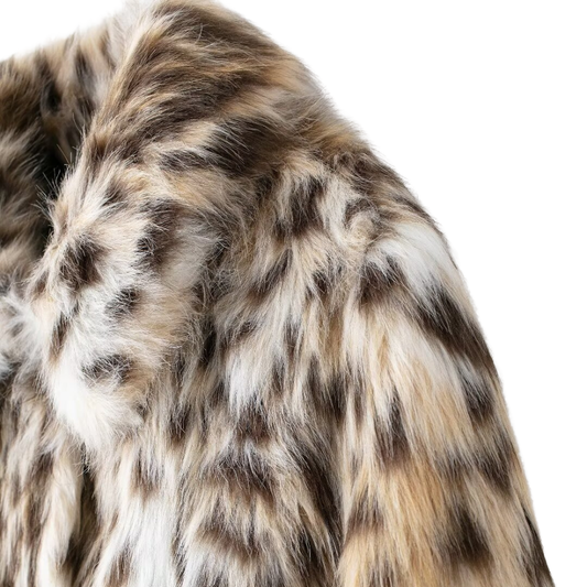 Luxuriöser Faux-Fur Mantel mit Leopardenmuster und kurzem Schnitt