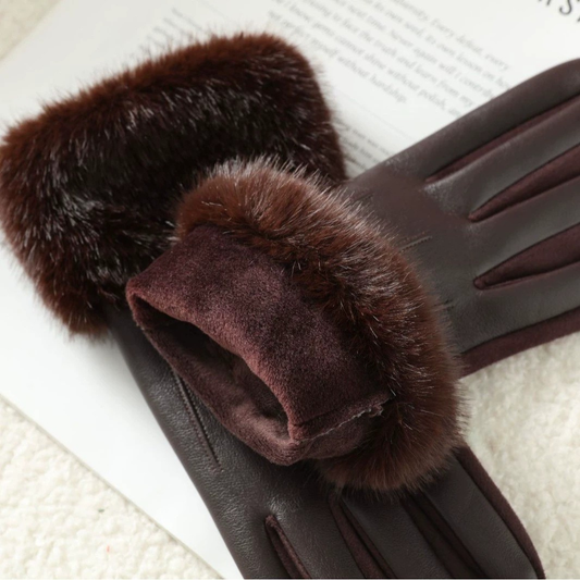 Elegante Lederhandschuhe mit edlem Fellbesatz