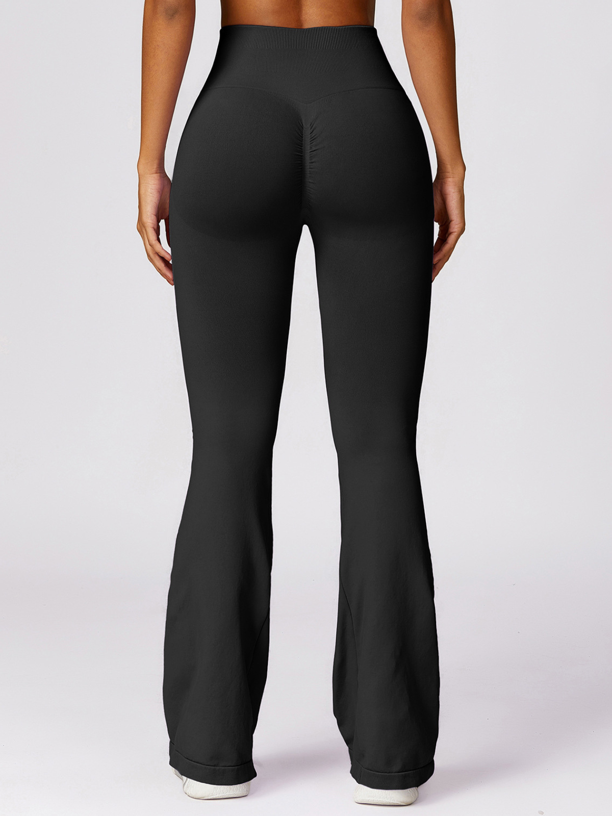Schwarze Flared Yoga-Hose mit Taillenbund