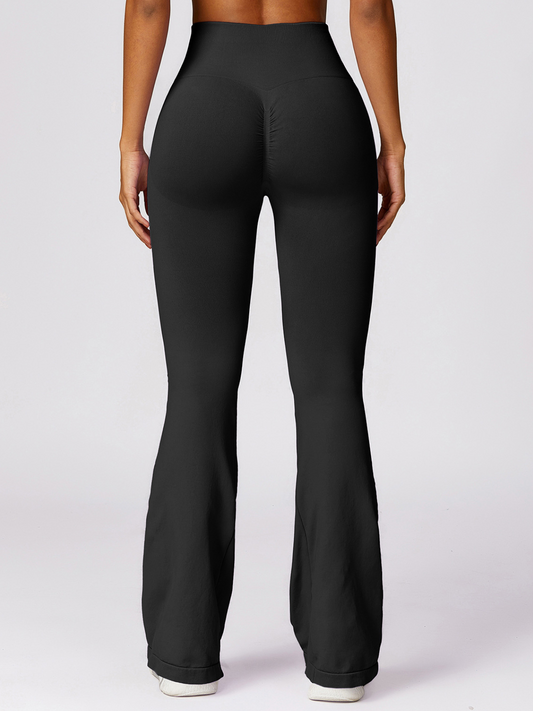 Schwarze Flared Yoga-Hose mit Taillenbund
