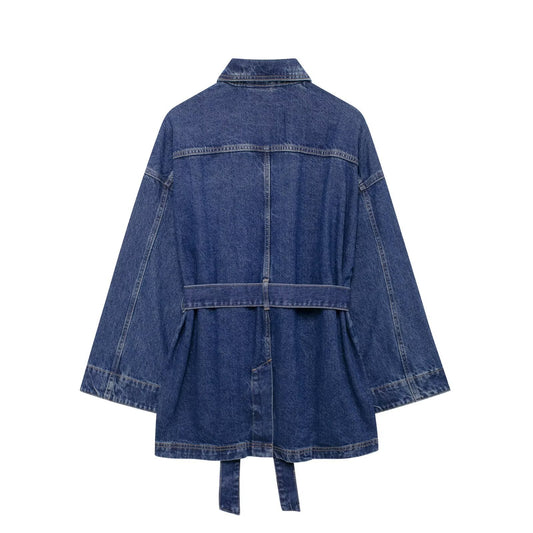 Oversized Denim Jacke mit Taillengürtel