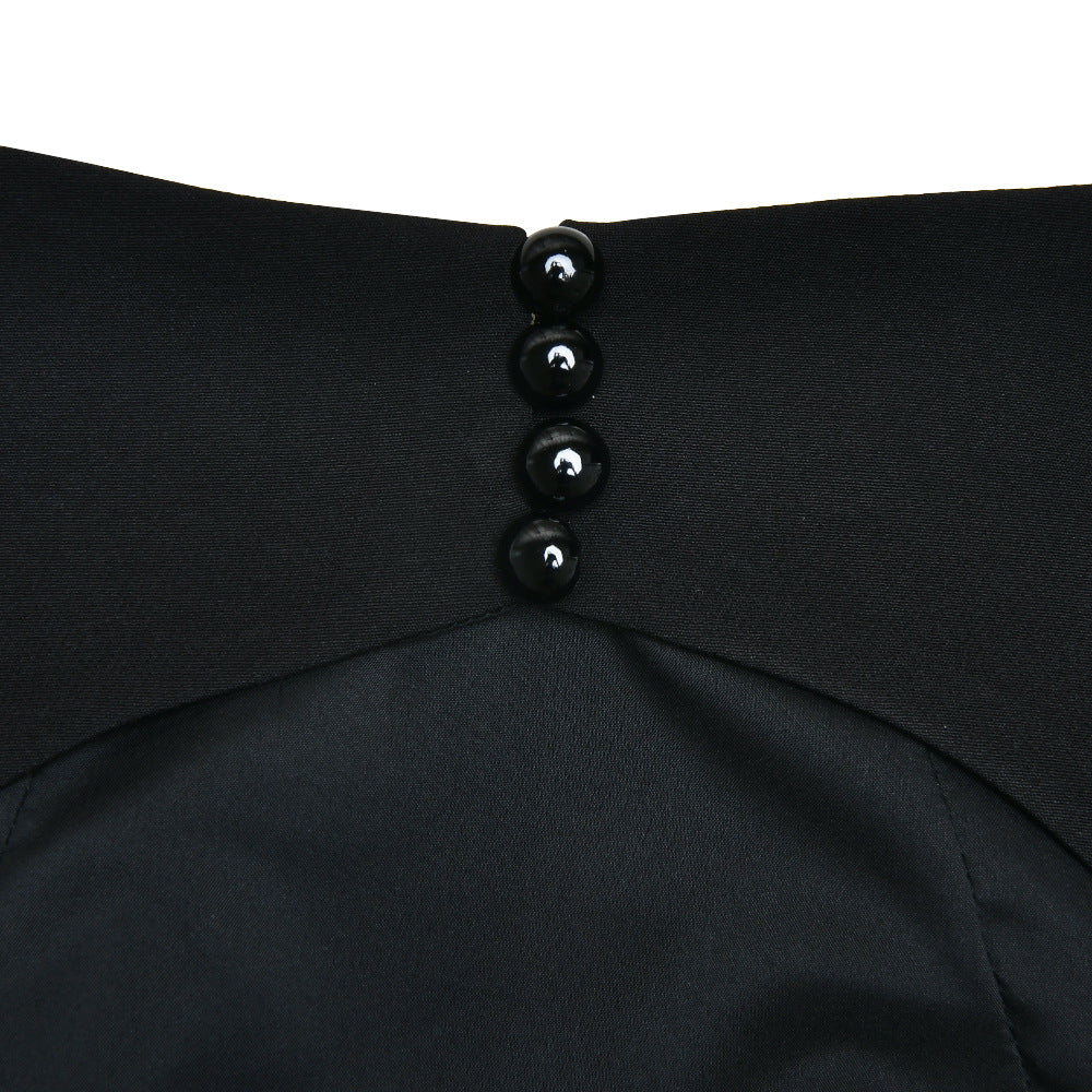 Elegantes High-End Kleid mit langen Ärmeln und ausgestelltem Rock