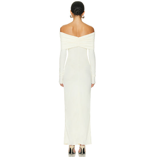 Elegantes Off-Shoulder Maxikleid mit langen Ärmeln