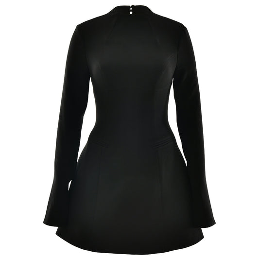 Elegantes High-End Kleid mit langen Ärmeln und ausgestelltem Rock