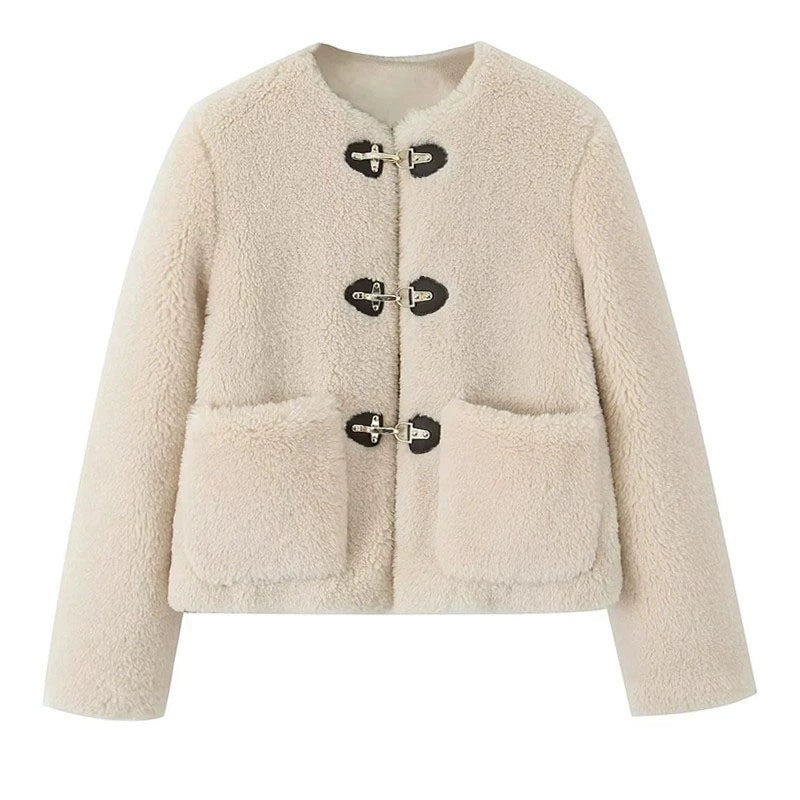 Kuschelige Fleecejacke mit Schnallenverschluss im Loose-Fit