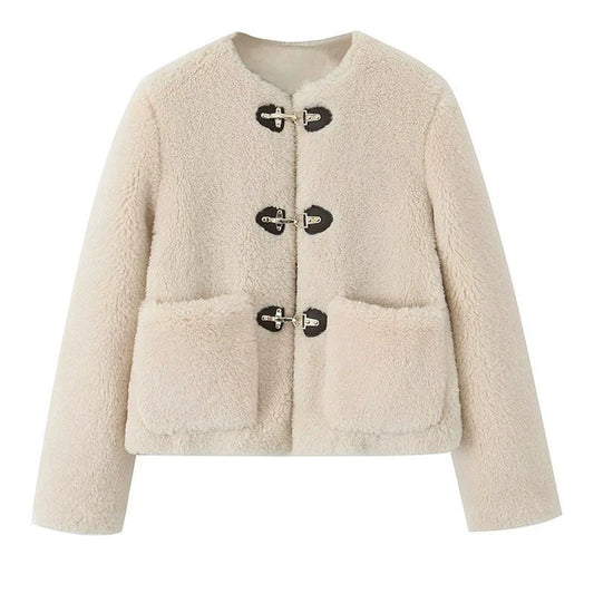 Kuschelige Fleecejacke mit Schnallenverschluss im Loose-Fit