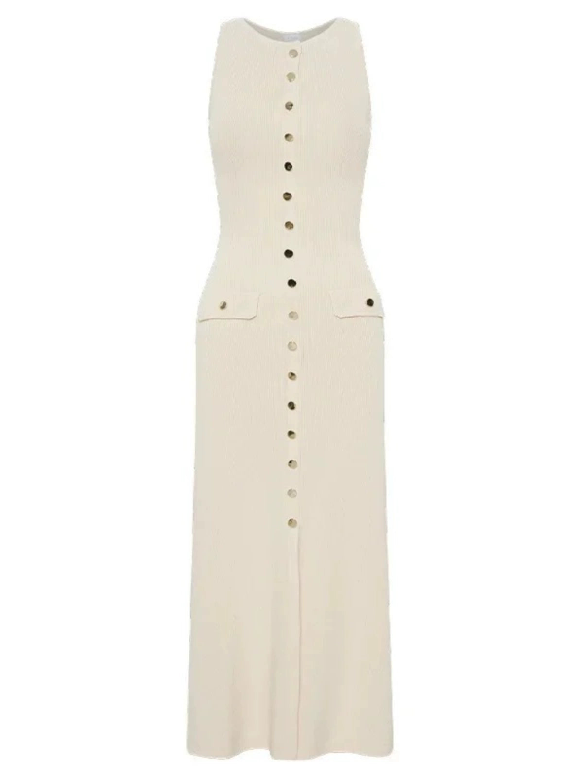 Ärmelloses Strickkleid mit Knopfleiste