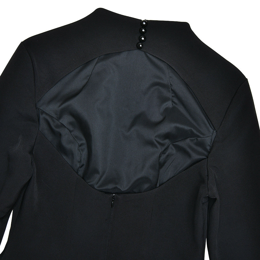 Elegantes High-End Kleid mit langen Ärmeln und ausgestelltem Rock