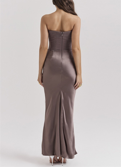Corsagen-Maxikleid aus Satin mit Drapierung