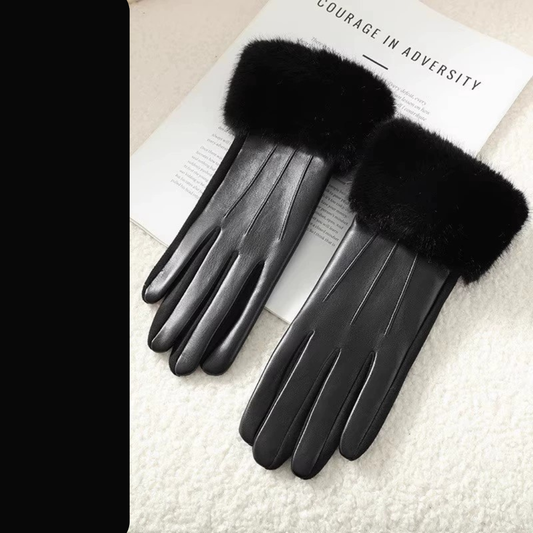 Elegante Lederhandschuhe mit edlem Fellbesatz