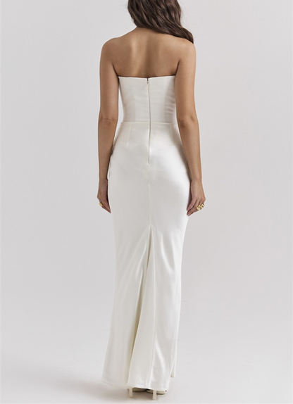 Corsagen-Maxikleid aus Satin mit Drapierung