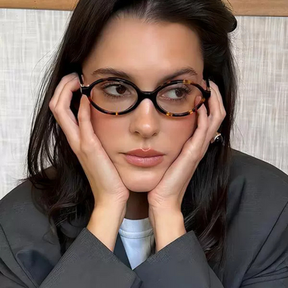 Ovale Retro-Brille mit Leopardenmuster