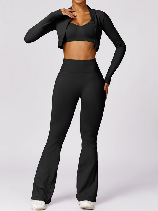 Schwarze Flared Yoga-Hose mit Taillenbund