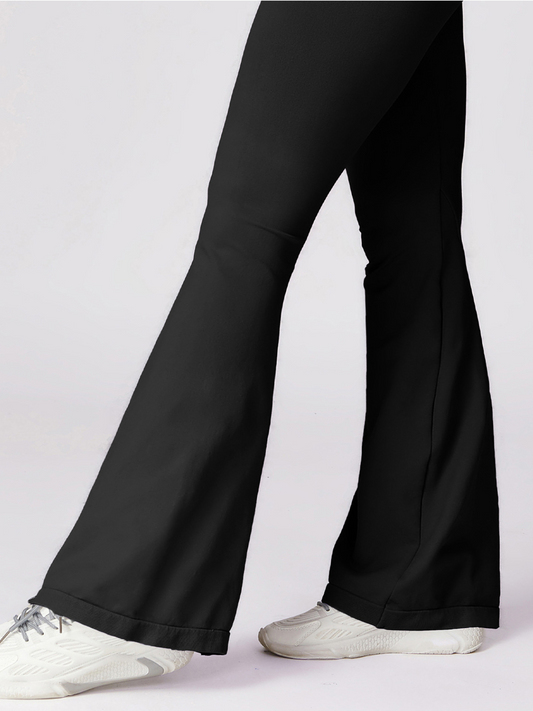 Schwarze Flared Yoga-Hose mit Taillenbund