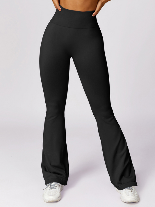 Schwarze Flared Yoga-Hose mit Taillenbund