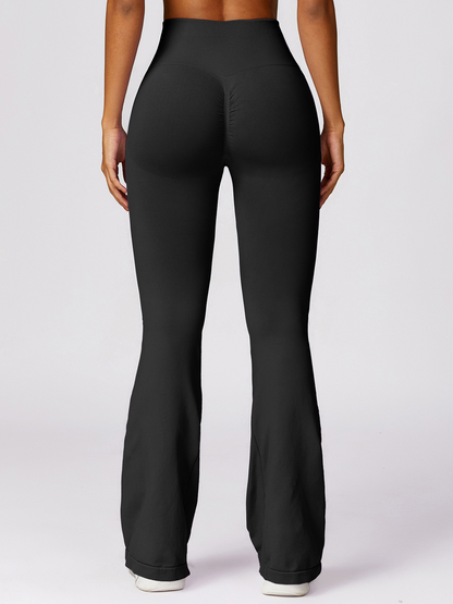 Schwarze Flared Yoga-Hose mit Taillenbund