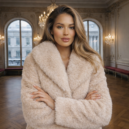 Elegante Kunstpelzjacke mit voluminösem Kragen