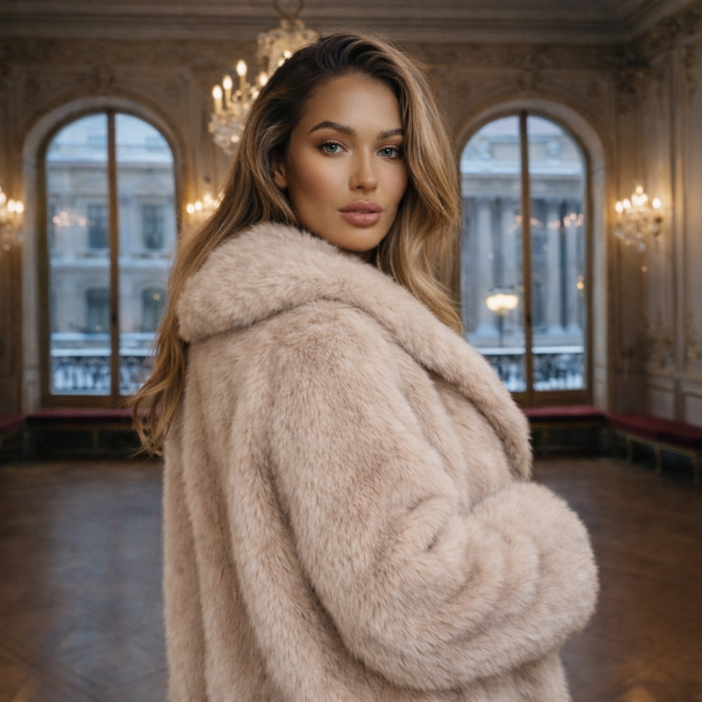 Elegante Kunstpelzjacke mit voluminösem Kragen