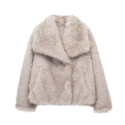 Elegante Kunstpelzjacke mit voluminösem Kragen