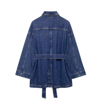 Oversized Denim Jacke mit Taillengürtel