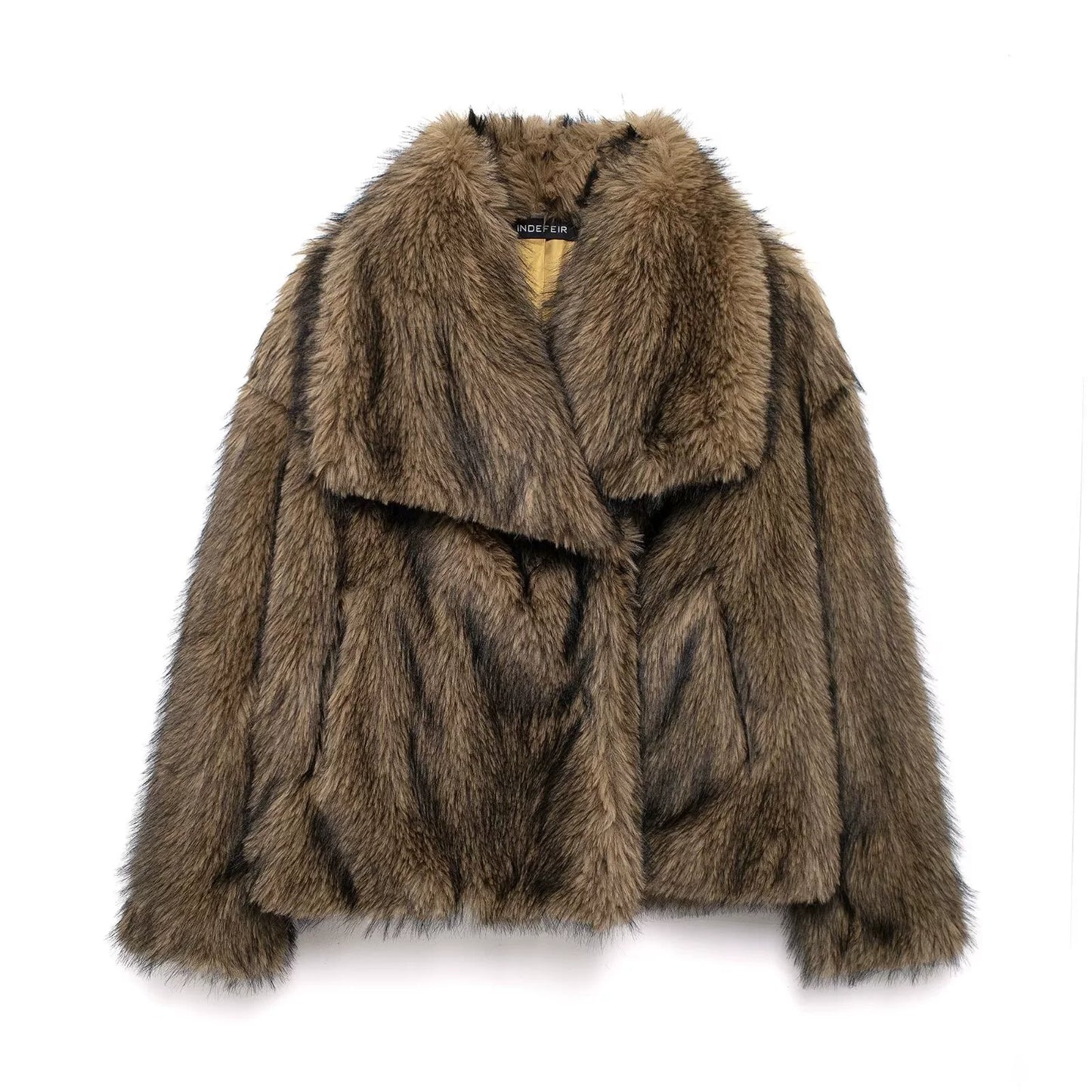 Elegante Kunstpelzjacke mit voluminösem Kragen