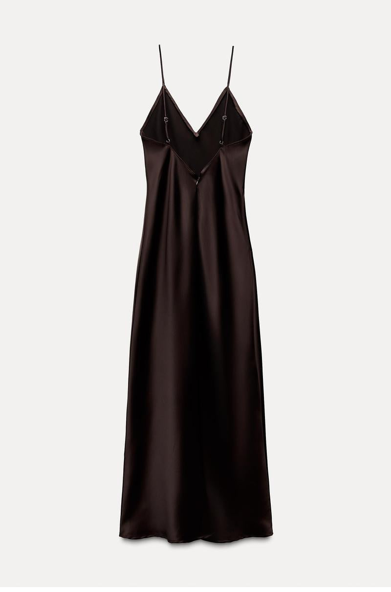 Elegantes Satin-Maxikleid mit V-Ausschnitt
