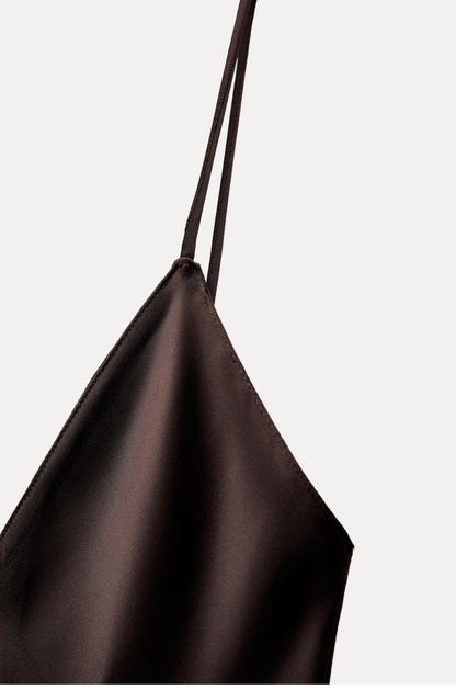 Elegantes Satin-Maxikleid mit V-Ausschnitt
