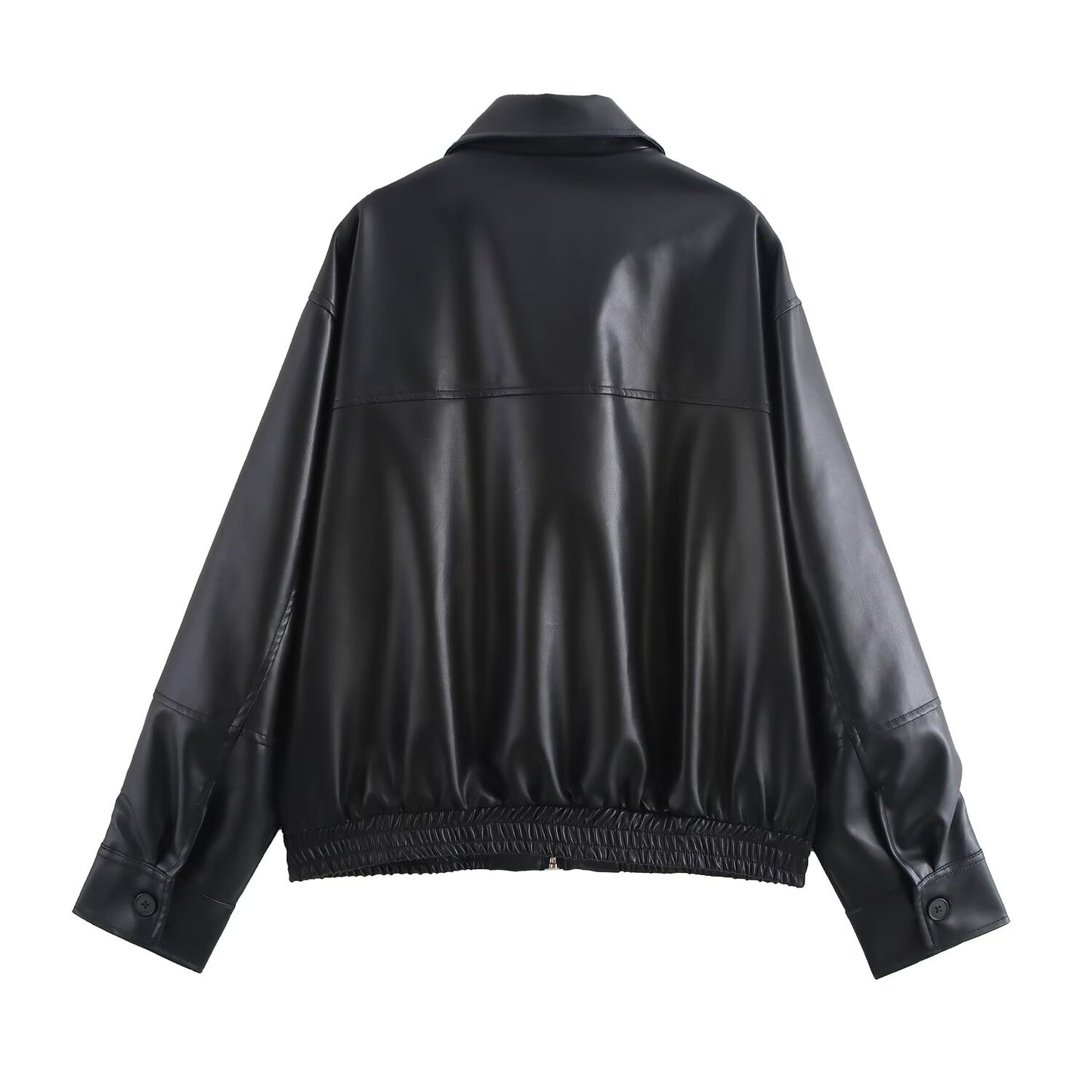Oversized Kunstlederjacke im lässigen Design