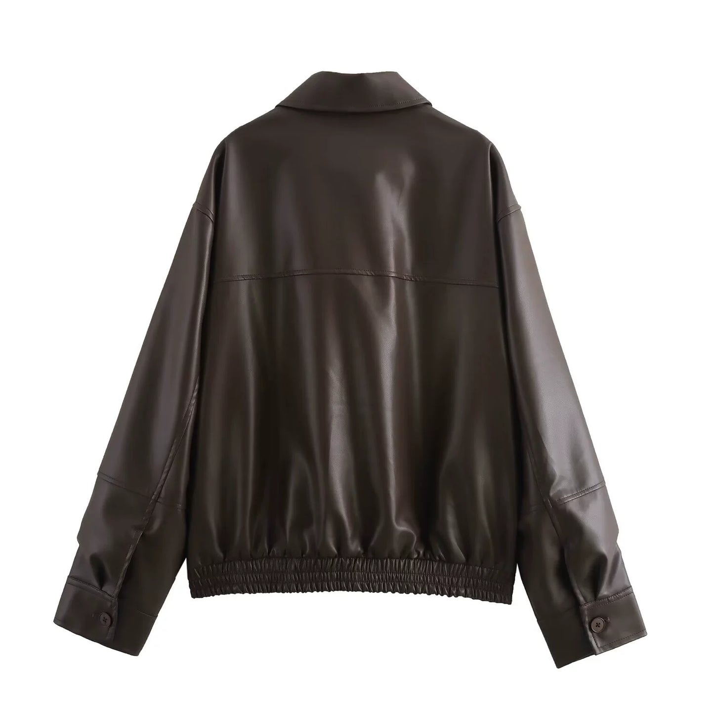 Oversized Kunstlederjacke im lässigen Design