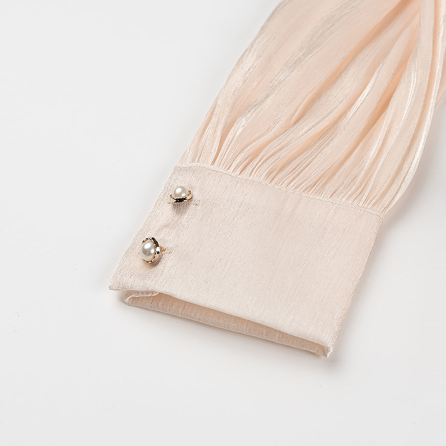 Zweiteiler plissiertes Puffärmel Minikleid