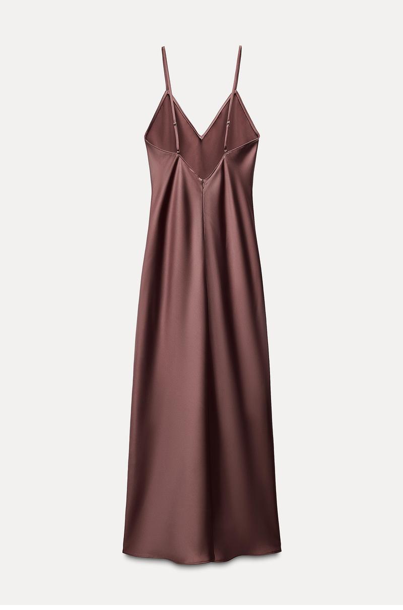 Elegantes Satin-Maxikleid mit V-Ausschnitt
