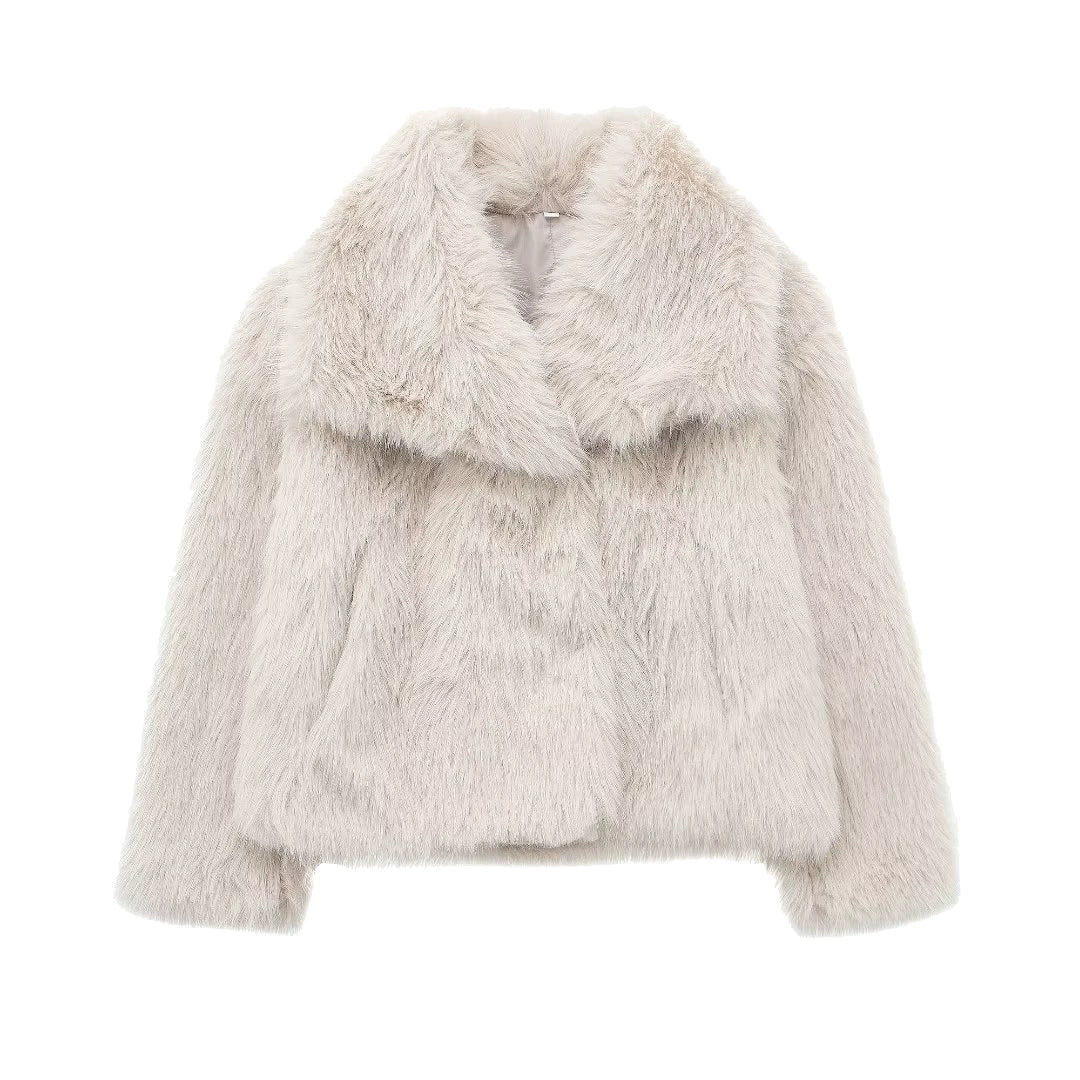 Elegante Kunstpelzjacke mit voluminösem Kragen