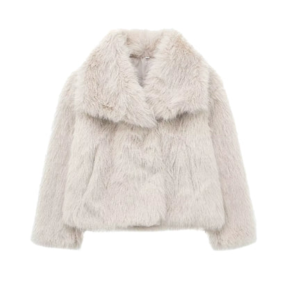 Elegante Kunstpelzjacke mit voluminösem Kragen