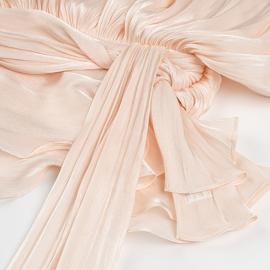 Zweiteiler plissiertes Puffärmel Minikleid