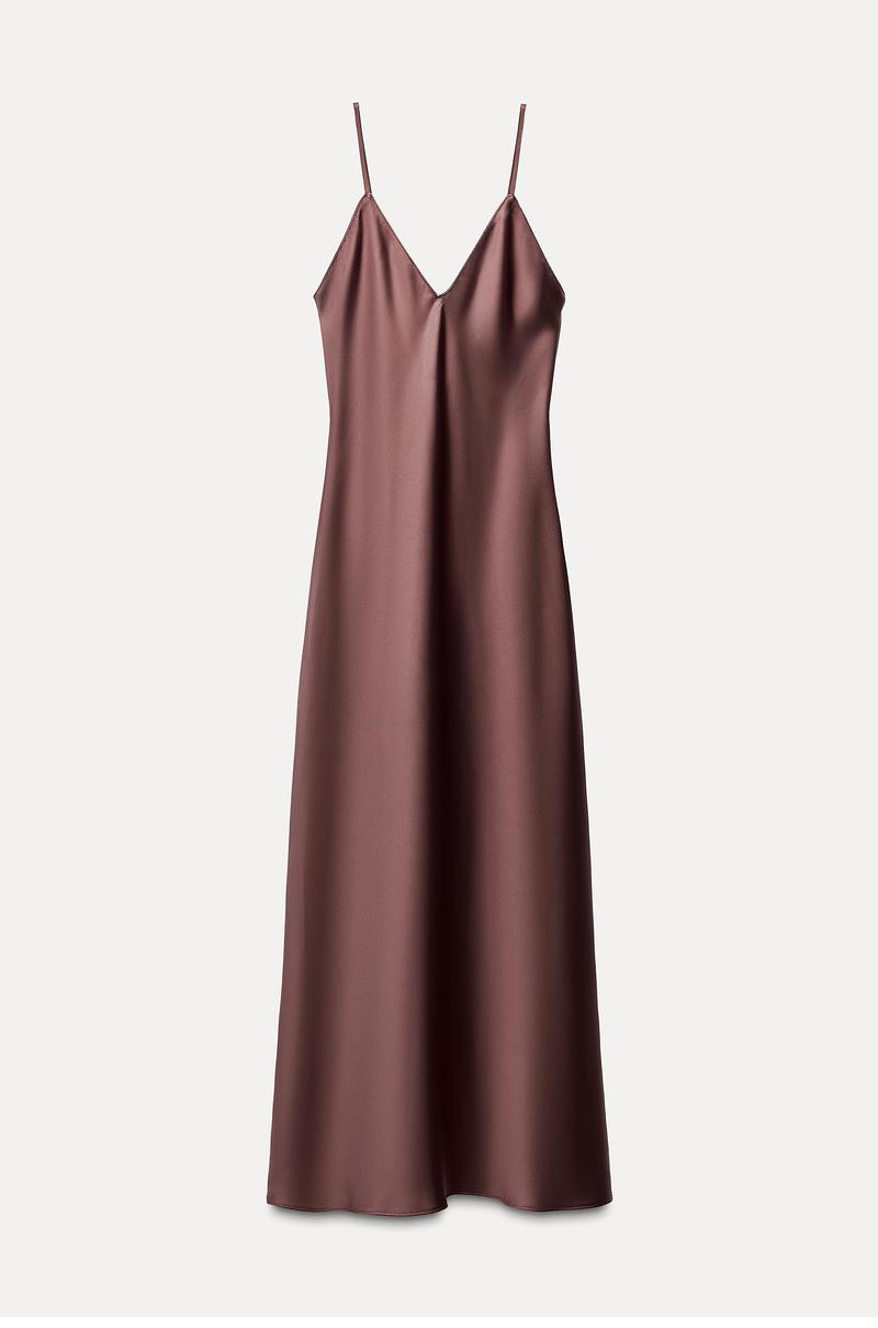 Elegantes Satin-Maxikleid mit V-Ausschnitt
