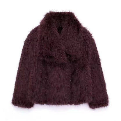 Elegante Kunstpelzjacke mit voluminösem Kragen
