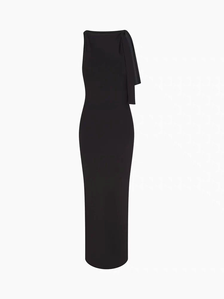 Elegantes One-Shoulder-Maxikleid mit Schleifendetail