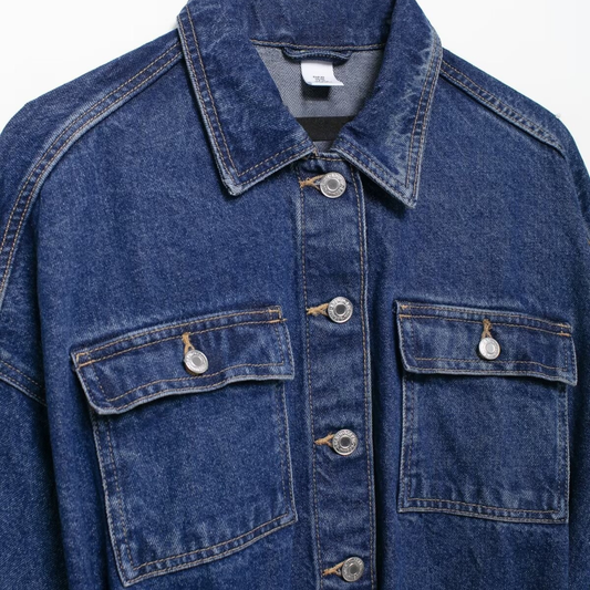 Oversized Denim Jacke mit Taillengürtel